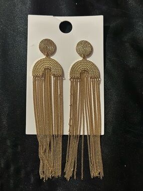 Forever 21 Gold Chain Fringe Drop Earrings
